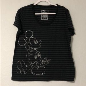 Disney Mickey Mouse Black & Gray Tee Size XXL